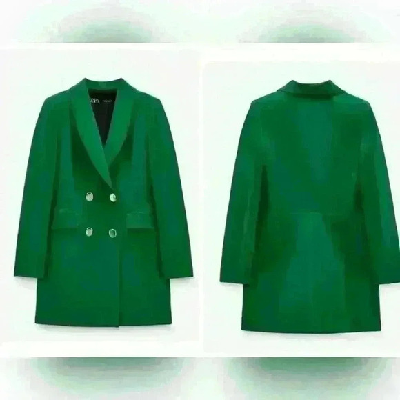 Zara black blazer dress with golden buttons double-breasted style size xs - Picture 16 of 16